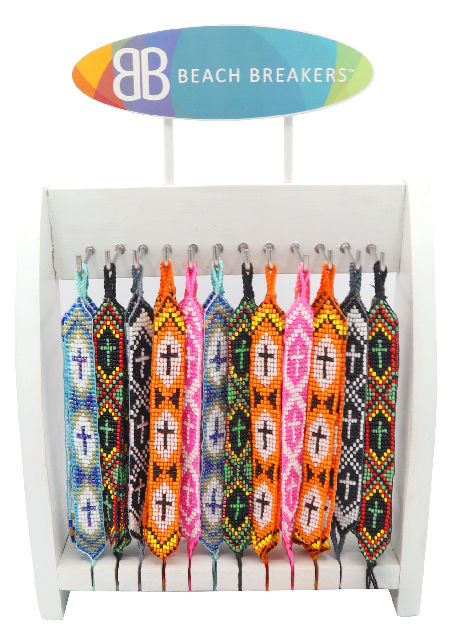Glass Beaded Cross Bracelet