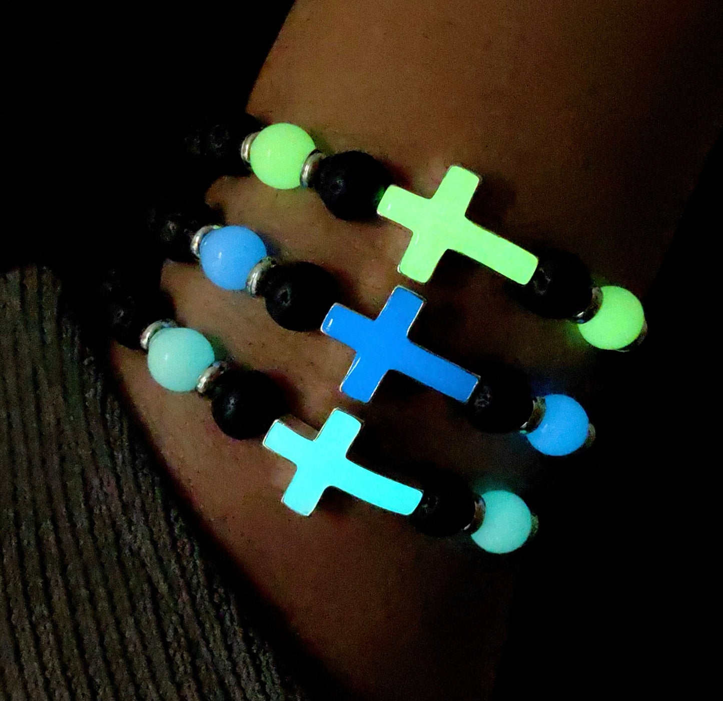 Glow in the Dark Cross Bracelet