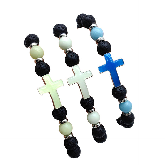 Glow in the Dark Cross Bracelet