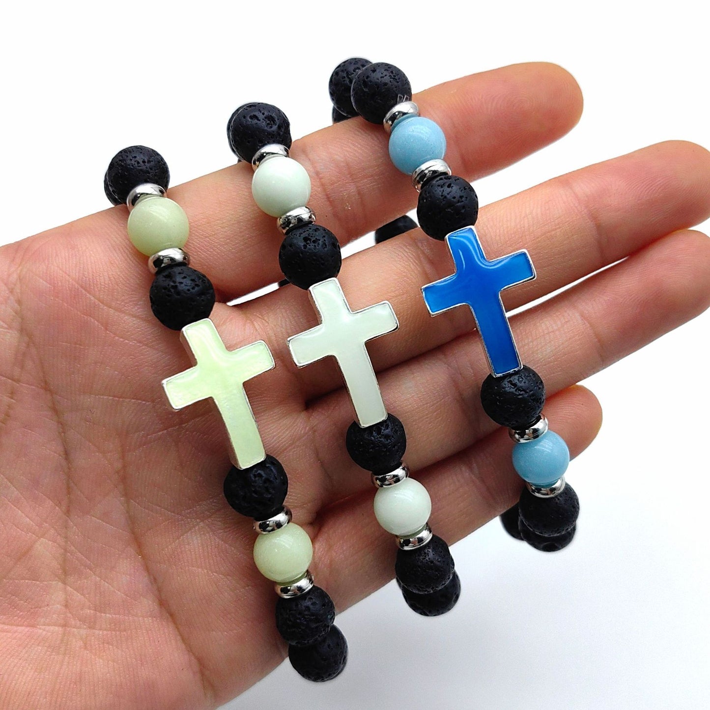 Glow in the Dark Cross Bracelet