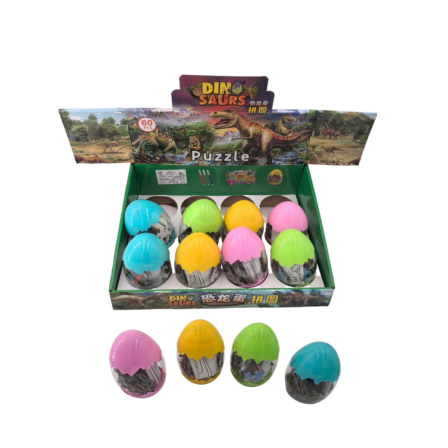 Dinosaur Puzzle in Eggshell Case